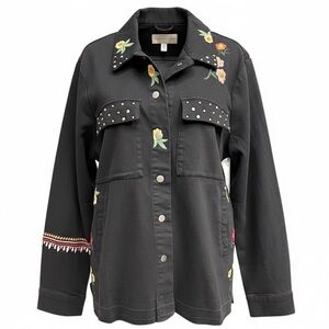 Billy T Black Embroidered Throw It On Denim Jacket – Size Medium (NWT)
